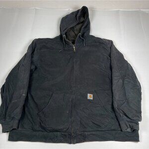 Carhartt Men 3XL Tall Black Full Zip Sherpa Lined Hoodie Jacket Heavy Duty Work